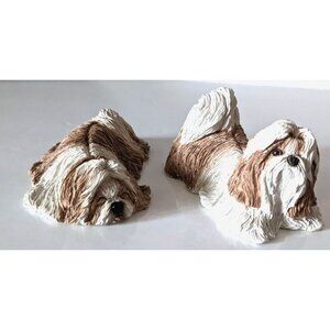 Lot Of 2 Shin Tzu Mini Dog Figurine Sandicast Sandra Brue Artist Signed Vintage